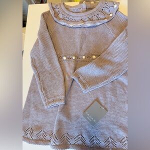 Tahari Mauve Knit Dress with Pearl Buttons